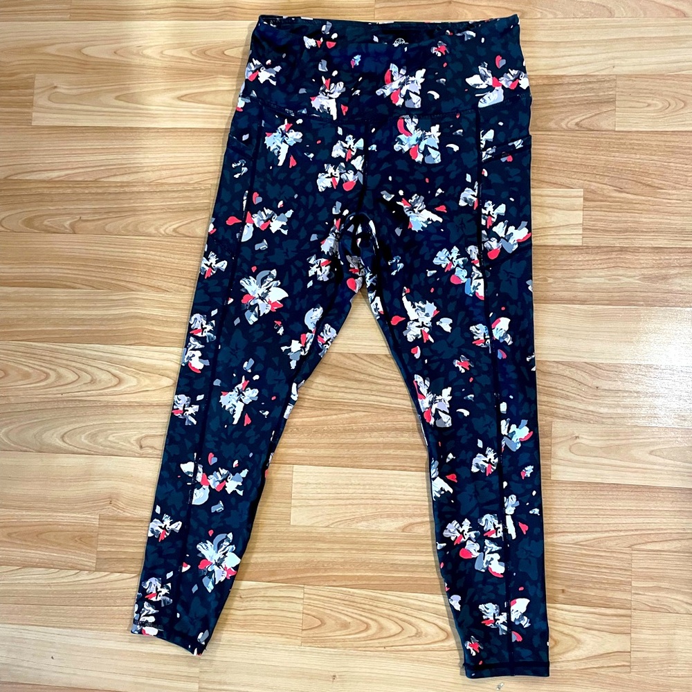Black with flowers workout leggings